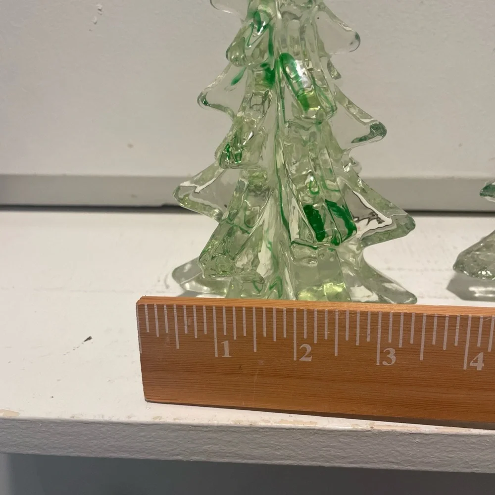 Vintage Set Of Two Studio Art Glass Swirl Christmas Trees 🌲 - Picture 9 of 12